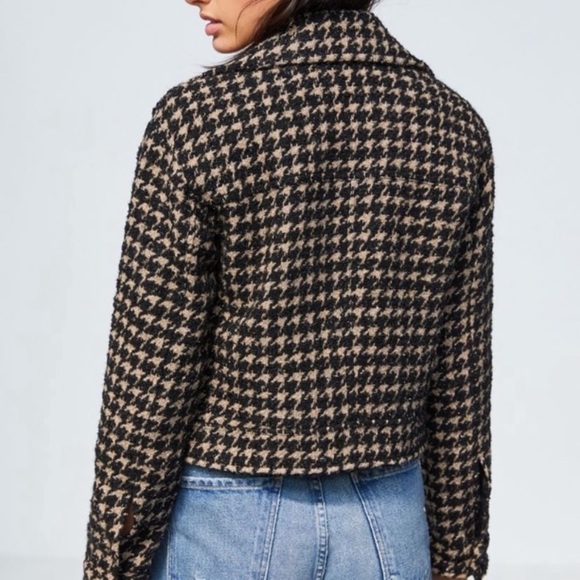 Avec Les Filles Houndstooth Shimmer Cropped Coat - Picture 6 of 7
